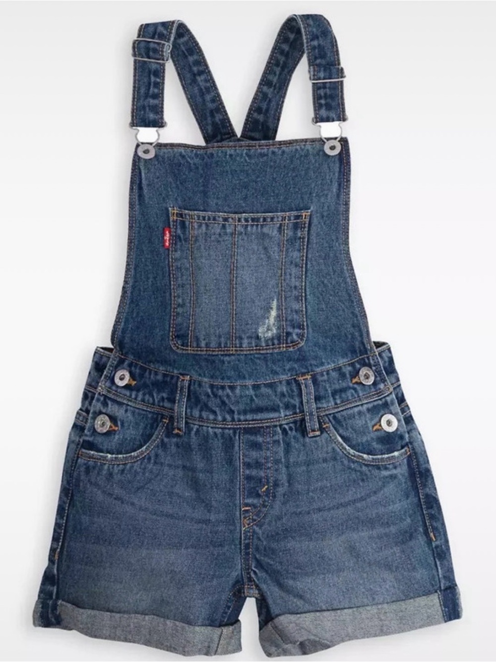 Levi Girls' Dark Blue Denim Short Overalls